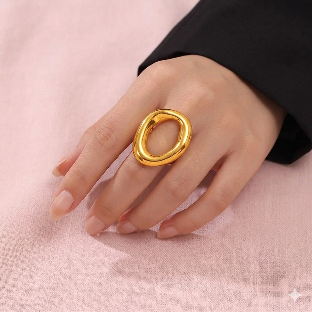 Anillo Chunky Irregular Dorado